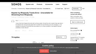 Napster by Rhapsody Tracks Error - Unavailable for Streaming from ...