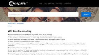 iOS Troubleshooting – Napster