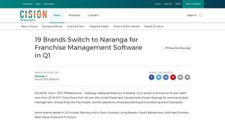 19 Brands Switch to Naranga for Franchise Management Software in Q1