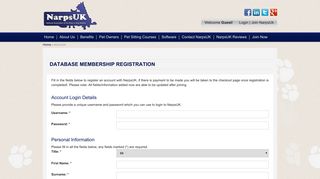 Database Membership Registration - NarpsUK