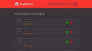 naruto.joyfun.com passwords - BugMeNot