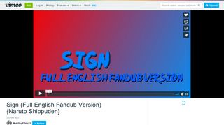 Sign (Full English Fandub Version) {Naruto Shippuden} on Vimeo