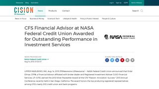 CFS Financial Advisor at NASA Federal Credit Union Awarded for ...