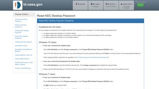 Reset NDC Desktop Password - Access Launchpad - NASA