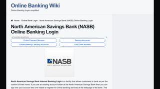 North American Savings Bank (NASB) Online Banking Login