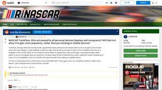NASCAR TrackPass. Why not expand to all personal devices (laptops ...