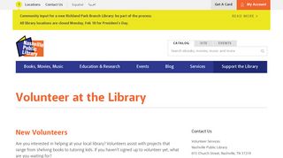 Volunteer at the Library | Nashville Public Library