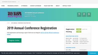 2019 Annual Conference Registration | 2019 NASPA Annual ...