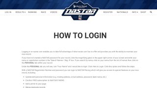 How to Login | Nastar
