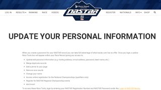 Update Your Personal Information | Nastar