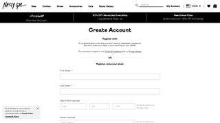 Account Registration Page - Nasty Gal