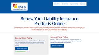 Renew Your Policy | Liability Insurance Products for NASW Members