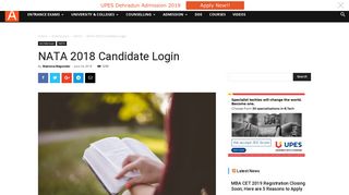 NATA 2018 Candidate Login | AglaSem Admission