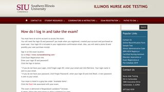 How do I log in and take the exam? | Illinois Nurse Aide Testing