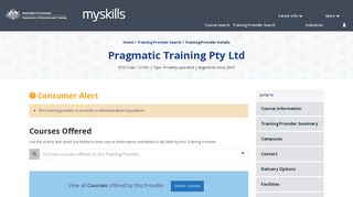 Pragmatic Training Pty Ltd - 121391 - MySkills