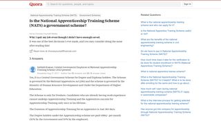 Is the National Apprenticeship Training Scheme (NATS) a government ...