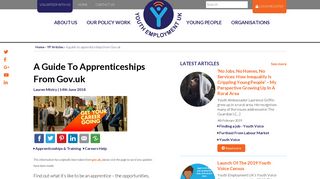 A guide to apprenticeships from Gov.uk - Youth Employment UK