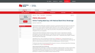 Online Trading Made Easy with National Bank Direct Brokerage