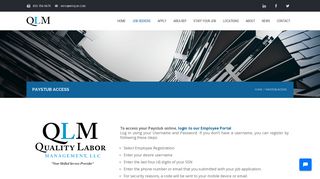 Current Employees Online Paystub Access | Quality Labor Management