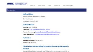 Contact Us - National Benefit Life Insurance Company