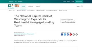 The National Capital Bank of Washington Expands its Residential ...