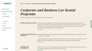 Corporate and Business Car Rental Programs | National Car Rental