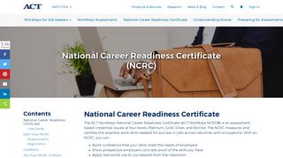 National Career Readiness Certificate - ACT