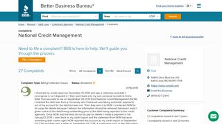 National Credit Management | Complaints | Better Business Bureau ...