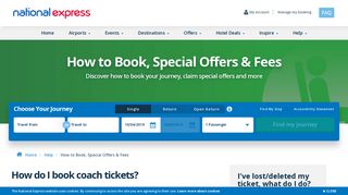 How to Book, Special Offers & Fees | National Express Coaches