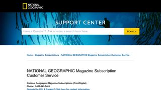 NATIONAL GEOGRAPHIC Magazine Subscription Customer Service
