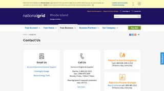 Contact National Grid | Rhode Island