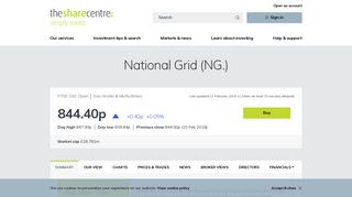 National Grid (NG.) Share Price and Information | The Share Centre