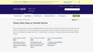 Check, Start, Stop, or Transfer Service | National Grid