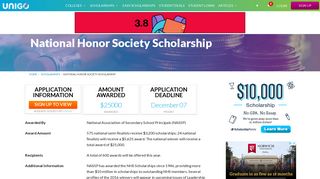 National Honor Society Scholarship Details - Apply Now | Unigo