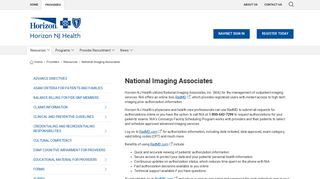 National Imaging Associates - Horizon NJ Health