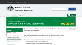 Australian Immunisation Register - Immunisation history statements ...