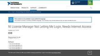 NI License Manager Not Letting Me Login, Needs Internet Access ...
