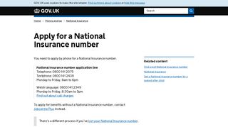Apply for a National Insurance number - GOV.UK