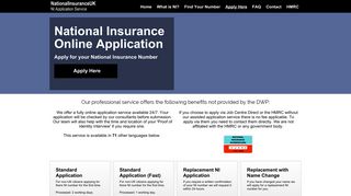 National Insurance UK - Online Application Service