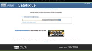 Catalogue Home | National Library of Australia