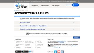 Account Terms & Rules | The National Lottery