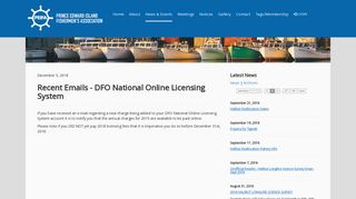 Recent Emails - DFO National Online Licensing System - peifa