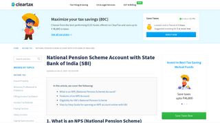National Pension Scheme Account with State Bank of India (SBI)