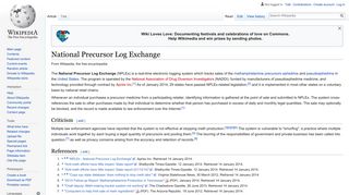 National Precursor Log Exchange - Wikipedia
