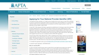 Applying for Your National Provider Identifier (NPI) - APTA