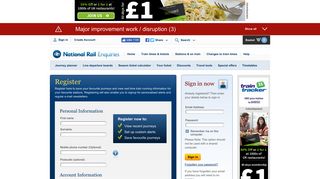 Register Now for a Personalised View - National Rail Enquiries