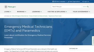 Emergency Medical Technicians (EMTs) and Paramedics | Mass.gov