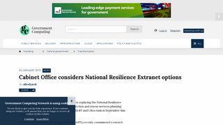 Cabinet Office considers National Resilience Extranet options