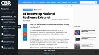 BT to develop National Resilience Extranet - Computer Business Review