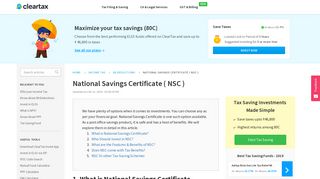 NSC : National Savings Certificate - Interest Rates & Tax Savings